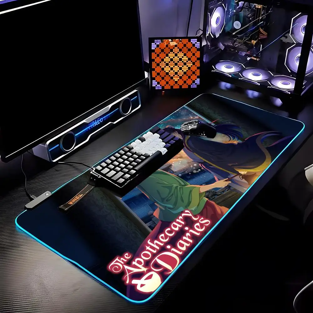 

The Apothecary Diaries Mouse Pad RGB HD Mousepad Pad Rug Desk Mat Computer Gaming PC Accessories Rubber Keyboard LED Mats