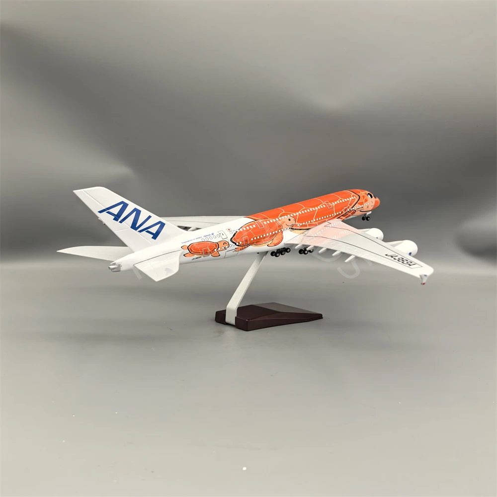 

47cm Airbus A380 Resin a380 Cartoon style turtle Airplane Model With Landing Gear Wheels&Lights Home Collection Adult Gift