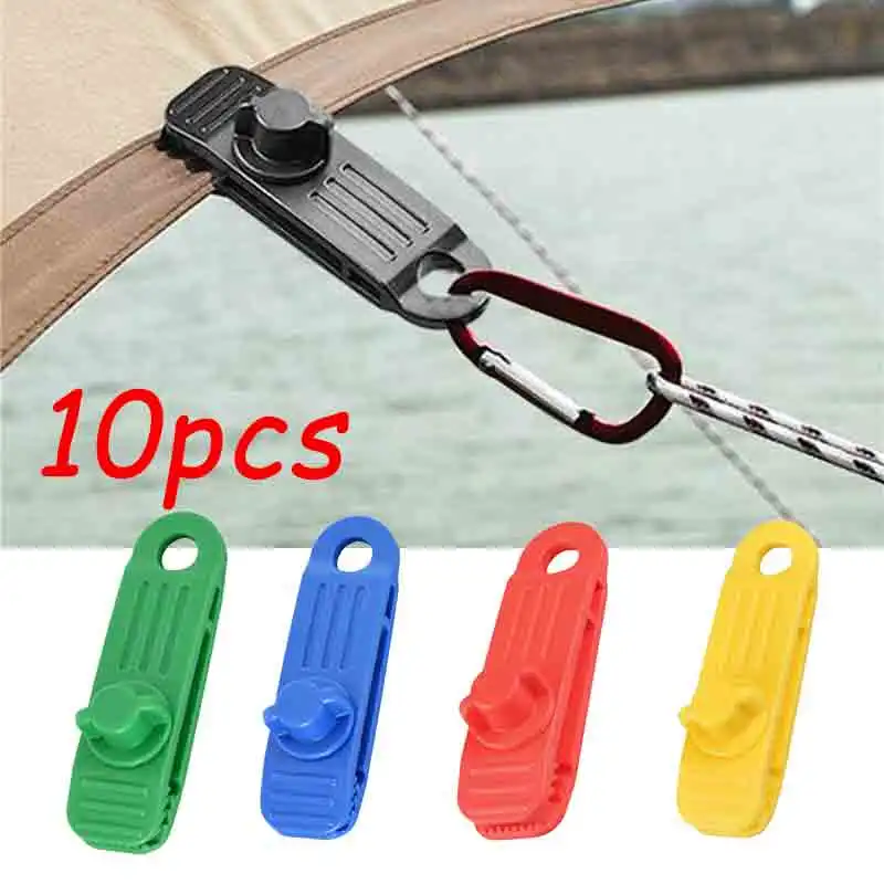 

10PCS Outdoor Tarpaulin Clips Camping Tents Awning Wind Rope Clamp Equipment Plastic Clip Buckle Fixed Jaw Grip Hook Accesorios