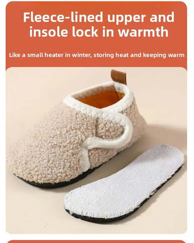 Kinder-Baumwollpantoffeln, Einfarbige Warme Winter-Hausschuhe für Jungen und Mädchen, Plüsch-Bodenschuhe, Weiche Sohle, Rutschfeste Baumwollschuhe für Drinnen – Detail 12