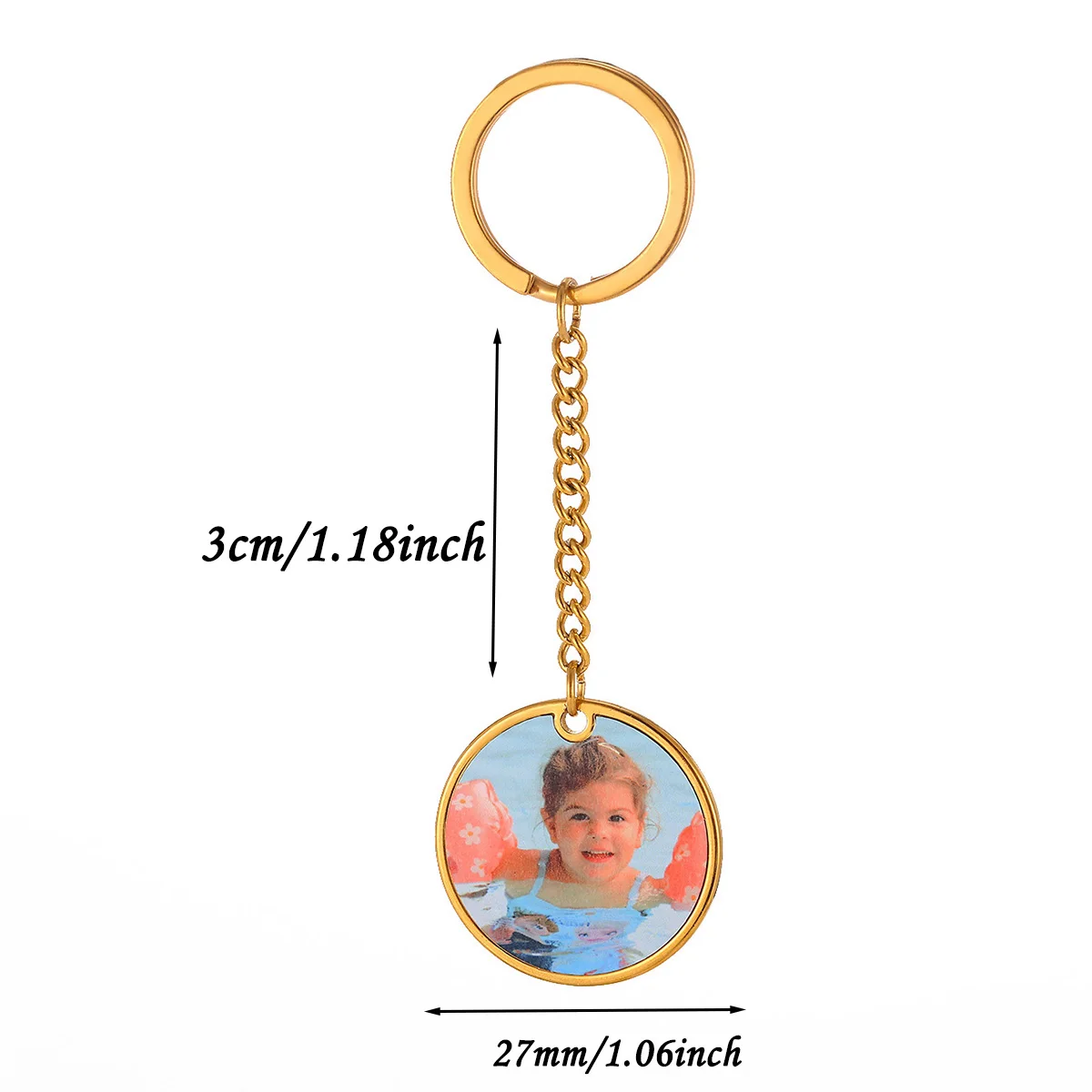 Customized Photo Print Keychain Heart Keepsake Gift