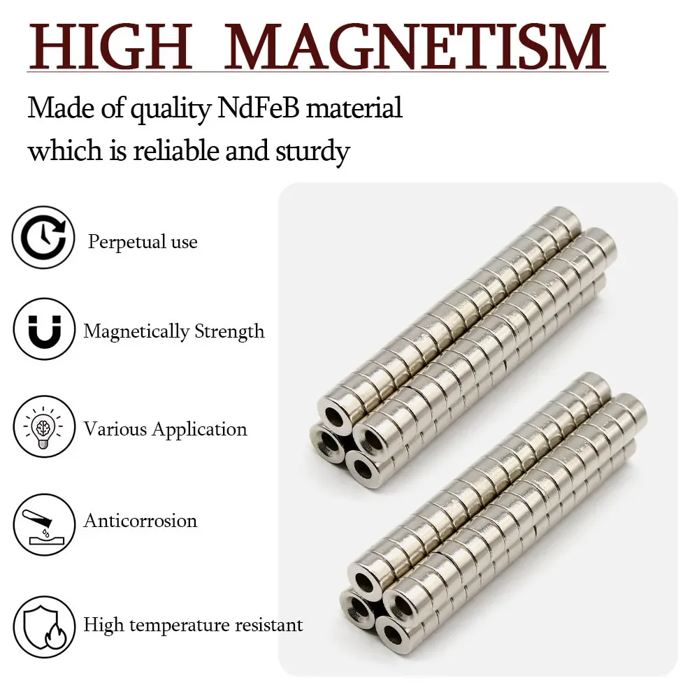 10x5-4mm Super Strong Round Neodymium Magnet Powerful with holes Magnets N35 small Permanent Magnetic NdfeB Refrigerator Magnet