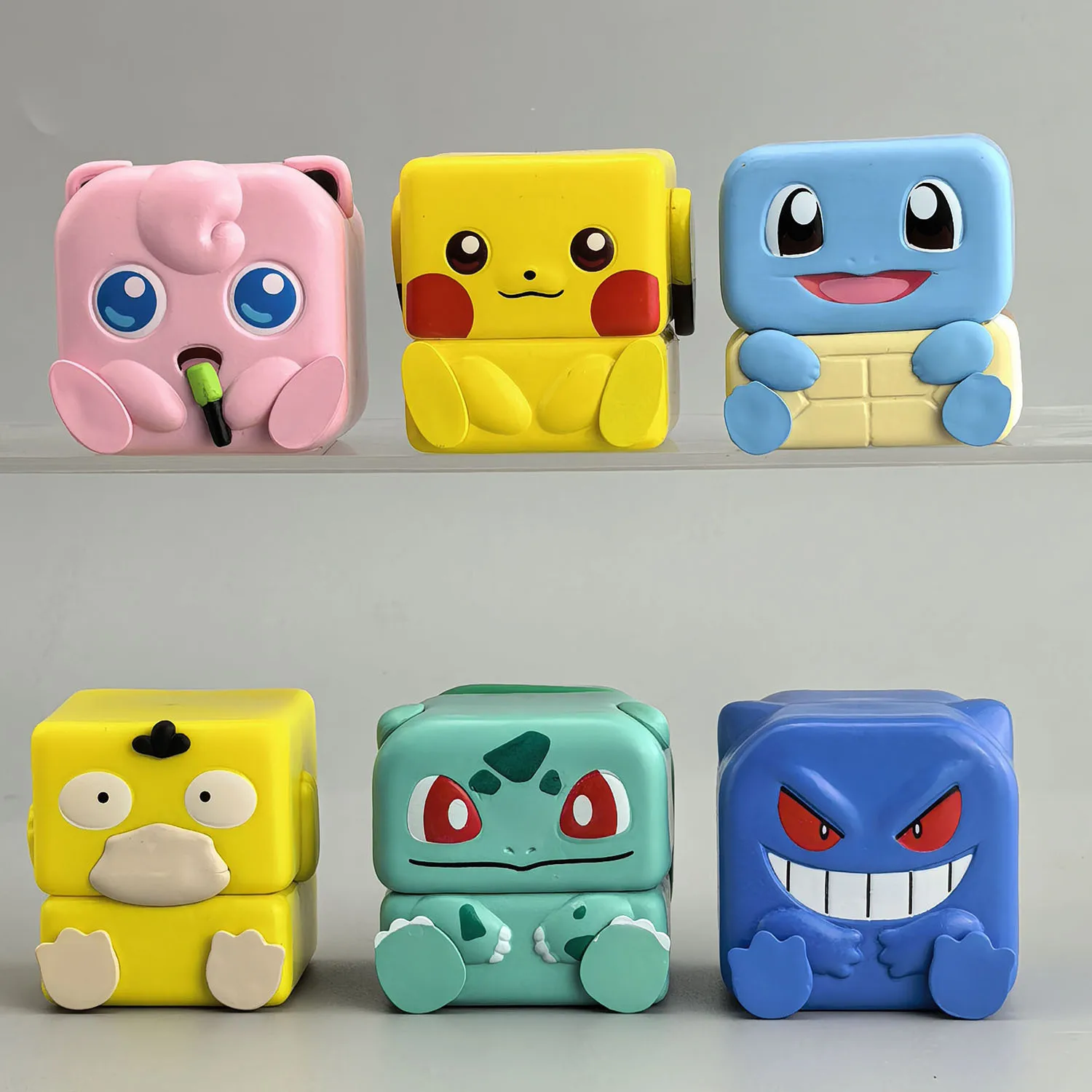 ポケモン-ゲンガー-磁気スタッキング人形-6個セット、キュートでクリエイティブなアニメフィギュアおもちゃ、ストレス解消デスクトップ＆ルームデコレーションギフト