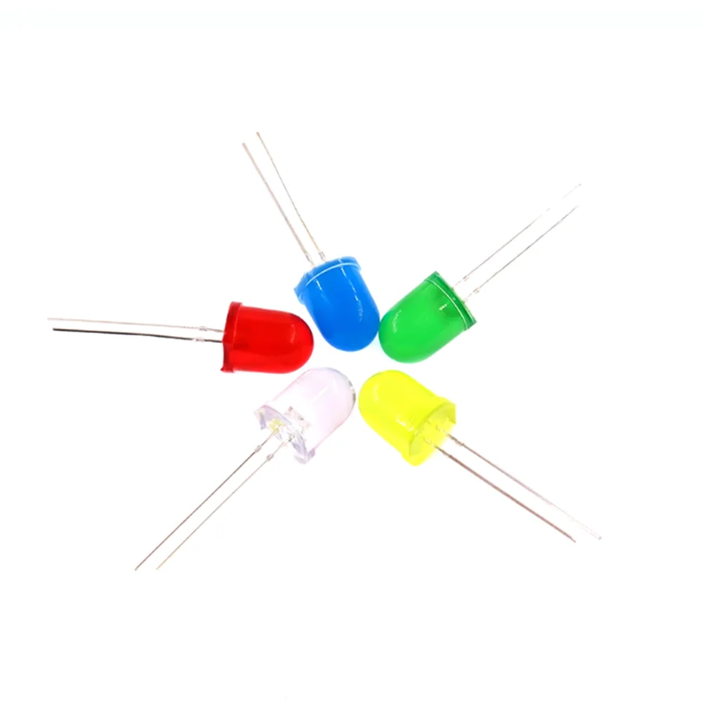 10PCS/Lot F10 10mm LED Diode Kit Green Blue White Red Yellow DIY Eelectronic Components Light Emitting Diodes