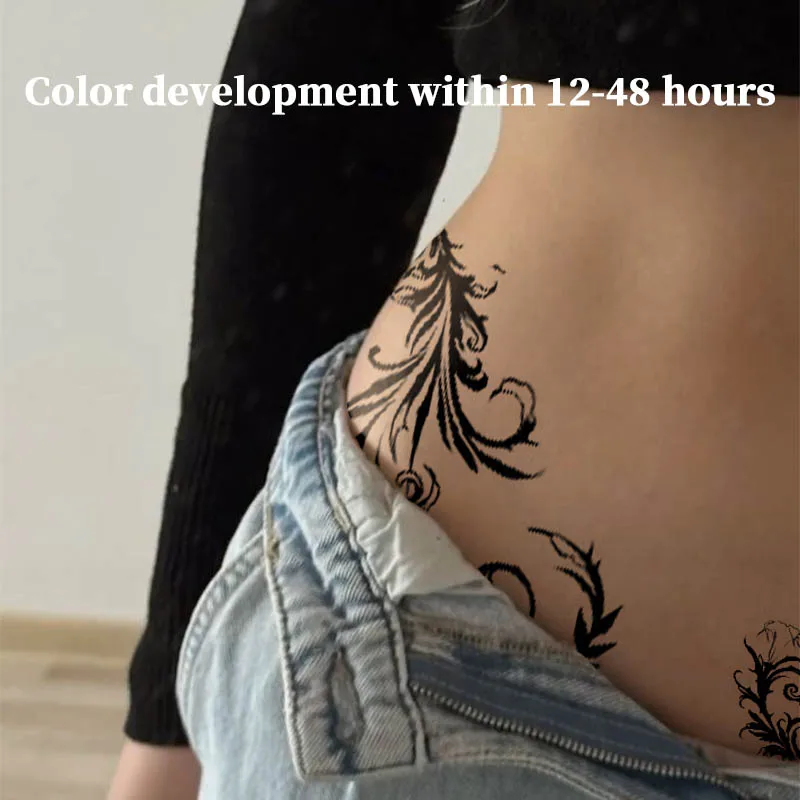 Temporary Tattoos Dark Gothic Ornate Floral Herbal Juice Tattoo Sticker Fake Tatuaje Tatoo Toys for the Best Adolescents Hotwife