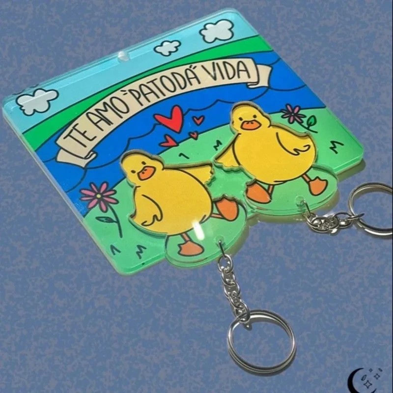 Mini Duckling Keychain New Creatives Ornaments Key Ring Cute PVC+Acrylic Couple Key Chain Men