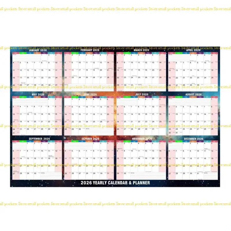 

R1WD 2026 Yearly Wall Planner For English Reading Improvement Office School Use Safe