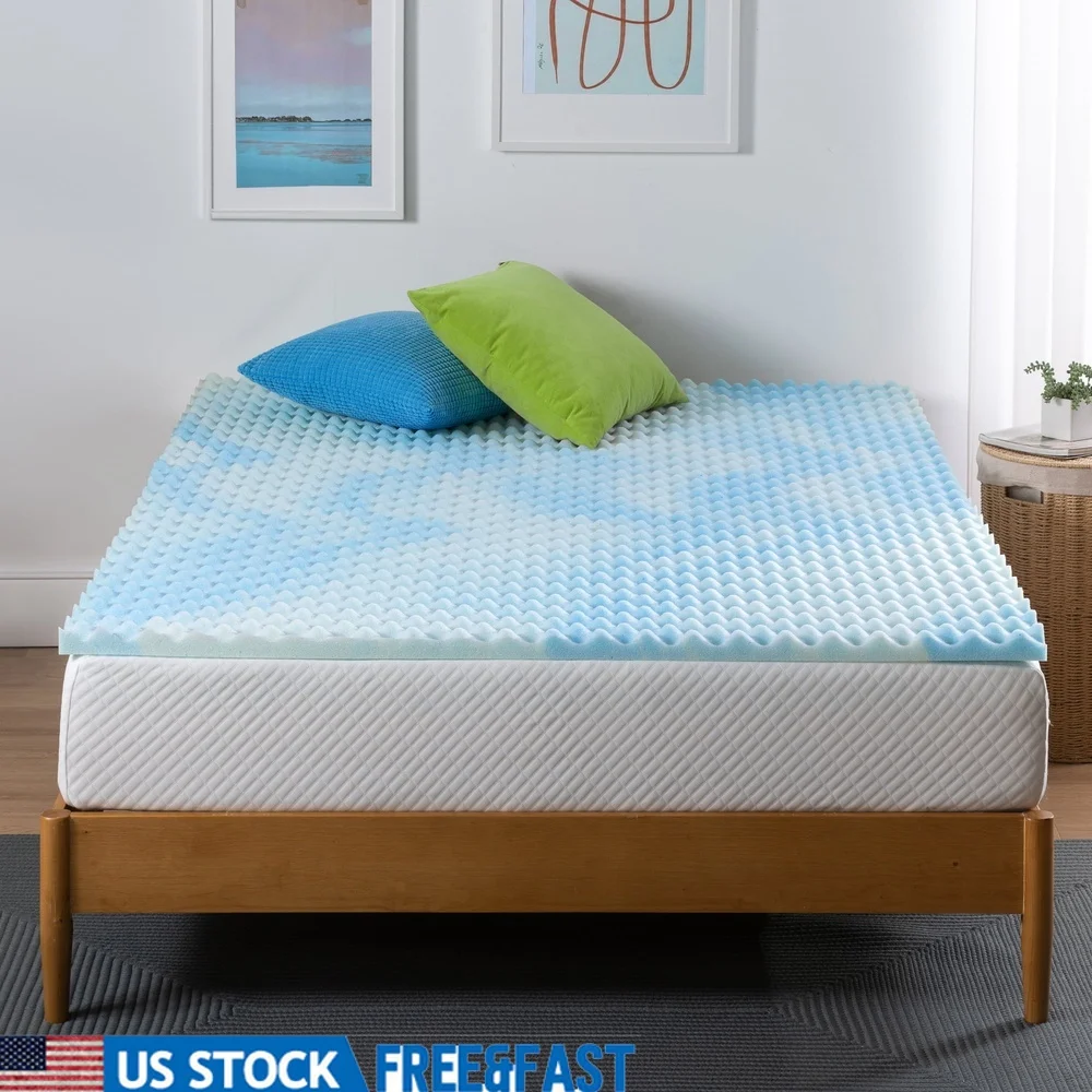 

Swirl Gel Cooling Memory Foam Mattress Topper Full Size 1.5 Inch Airflow Technology CertiPUR US Certified Soft Comfort