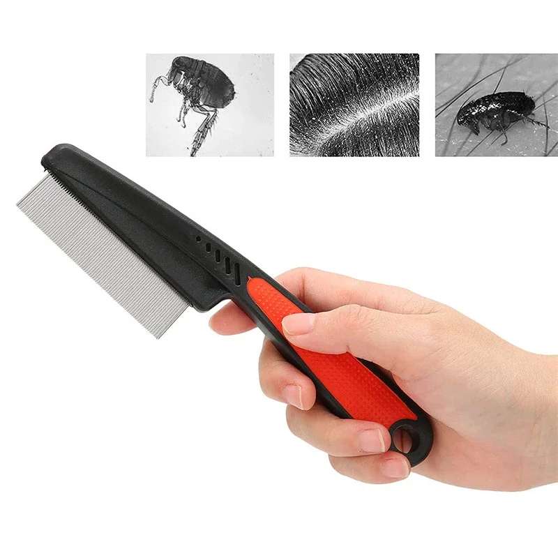 1PCS หยาบฟันหมัดหวีฝุ่นเข็มสแตนเลสรังแคไม่เจ็บปวด Cat Grooming สุนัข Lice Comb สัตว์เลี้ยงอุปกรณ์ทําความสะอาด