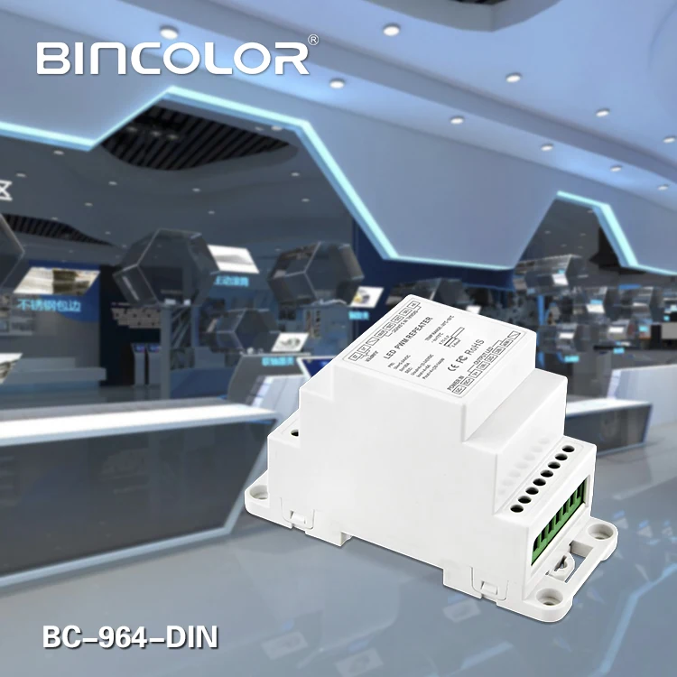 BC-964-DIN Ripetitore Led di Potenza Din Rail DC5V 12V 24V di Ingresso Led DMX Amplificatore 4Ch canali di Uscita Amplificatore di Segnale