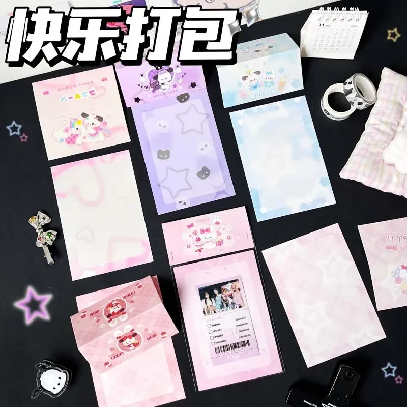 5Sets Cute Girly Atmosphere Series Memo Pads Message Paper Journal Baking Packaging DIY Base Material Notepad School Stationery