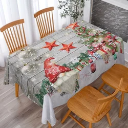 Christmas Gnome Snowflake Rectangle Tablecloth Table Decor Waterproof Xmas Table Cover for Holiday Party Christmas Decorations