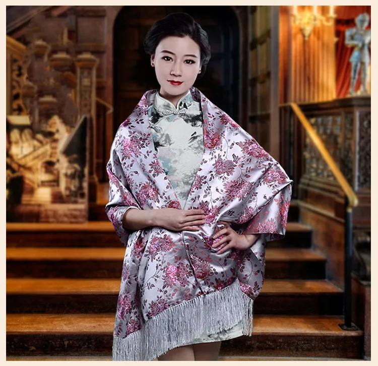 Chinese Style Shu-Brocade Scarf Women Elegant Shawl and Wraps Vintage Jacquard Pashmina Birthday Gift Echarpe Plus Size 205*55Cm