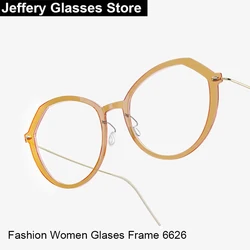 2024 Denmark Screwless Women Glasses Frame 6626 Ultralight Titanium Acetate Cat Eye Eyeglasses Transparent Spectacles Eyewear