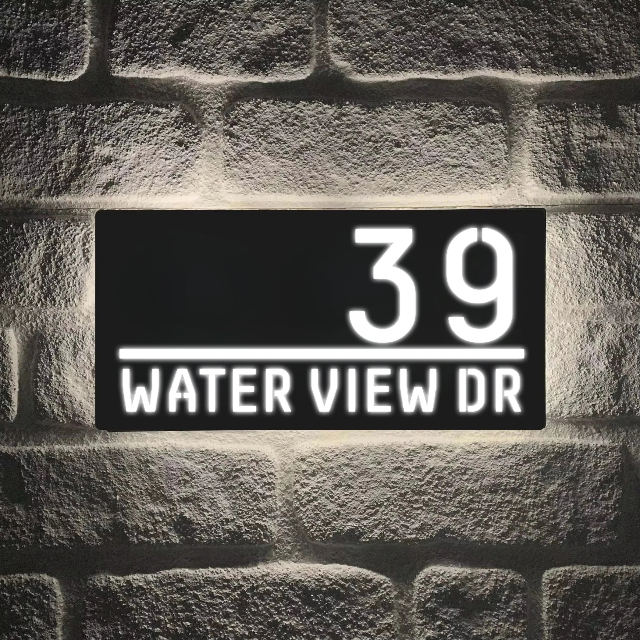 Modern LED Illuminated House Number Sign, Personalized Backlit Address Plaque, Custom Street Name House Sign for Outdoor Display