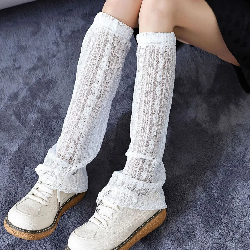 

Lolita Style Lace Foot Cover Women Fashion Sweet Mesh Leg Covers Girls Summer Thigh High Socks Ballet Style White Stockings