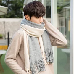 Lenço tipo caxemira para homens e mulheres, borla macia e quente, envoltórios longos, masculino pashmina, silenciador grosso, casal, negócio, adolescente, outono, inverno