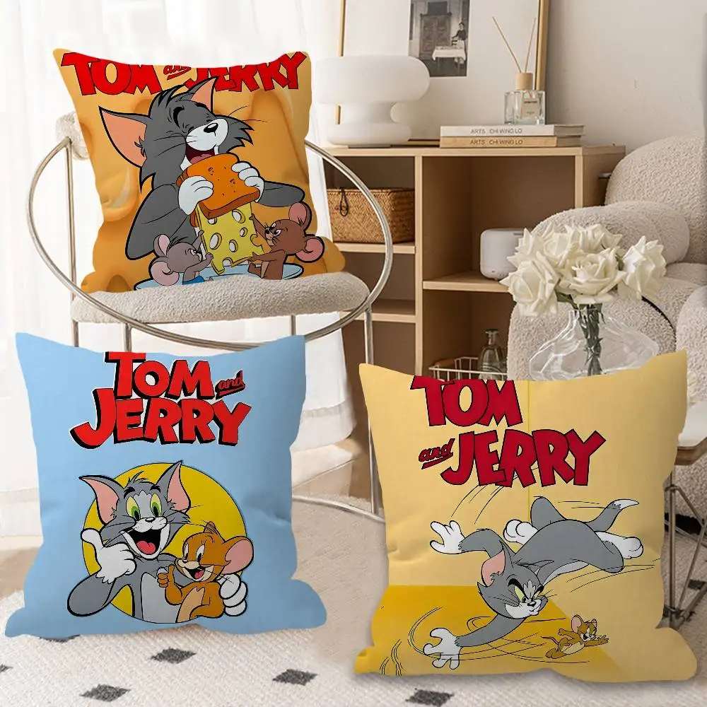 Anime T-Tom And J-Jerry Cartoon Lucky Dragon Pillow Cover Sofa Cushion Cover Home Room Decoration Children Gift