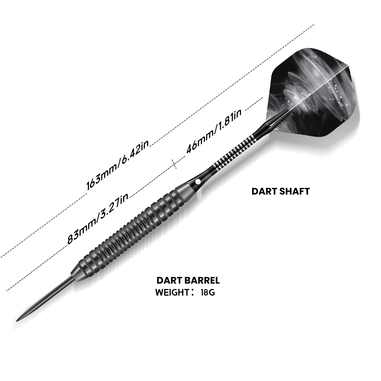 HUANQU 18g Hard Tip Darts Set 3Pcs Textured Grip Dart Barrels Spare Shafts Flights Carrying Case for Adults Training Party Games