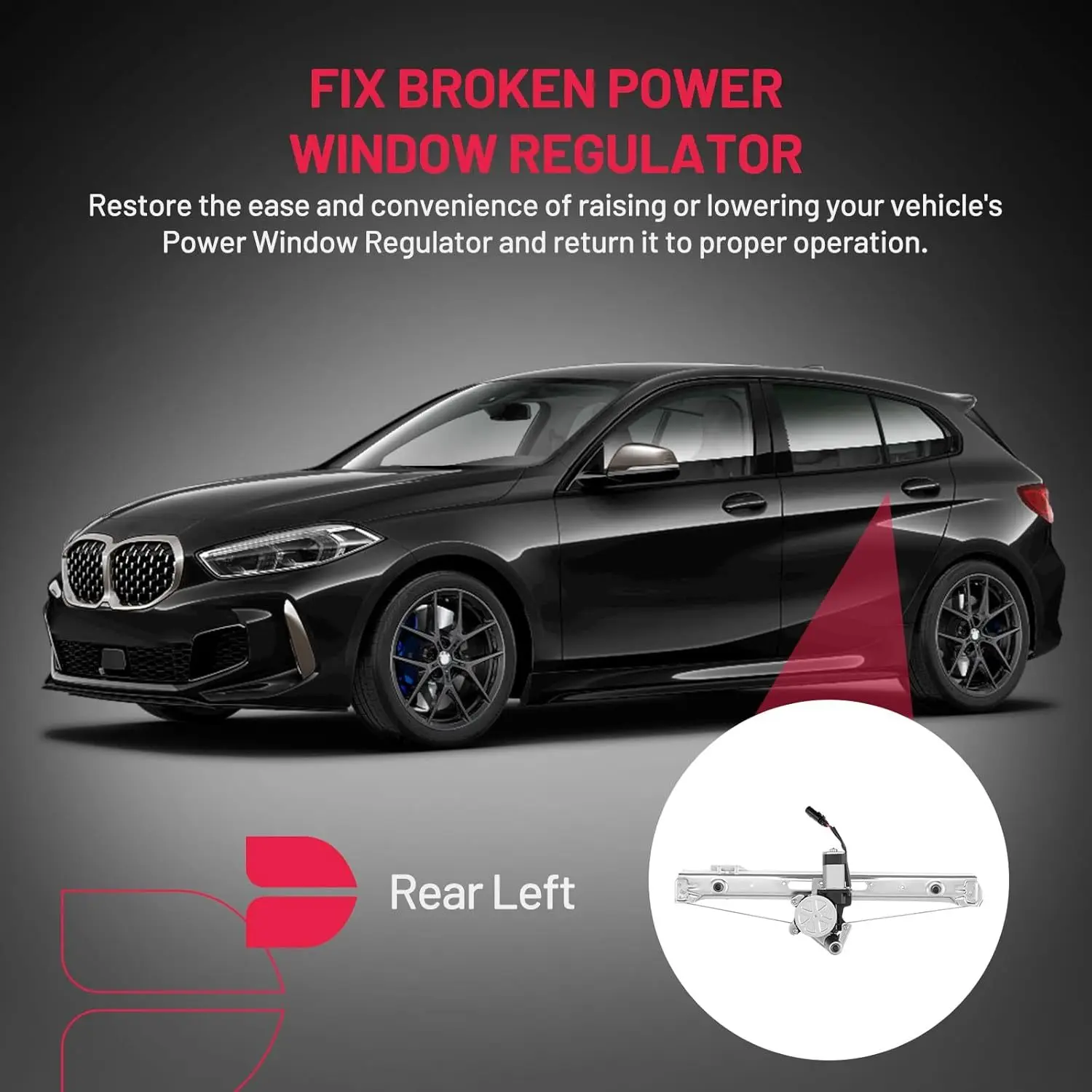 741-480 منظم نوافذ الطاقة مع محرك (خلفي يسار) لسيارات BMW 323i/325i/328i/330i 1999-2005