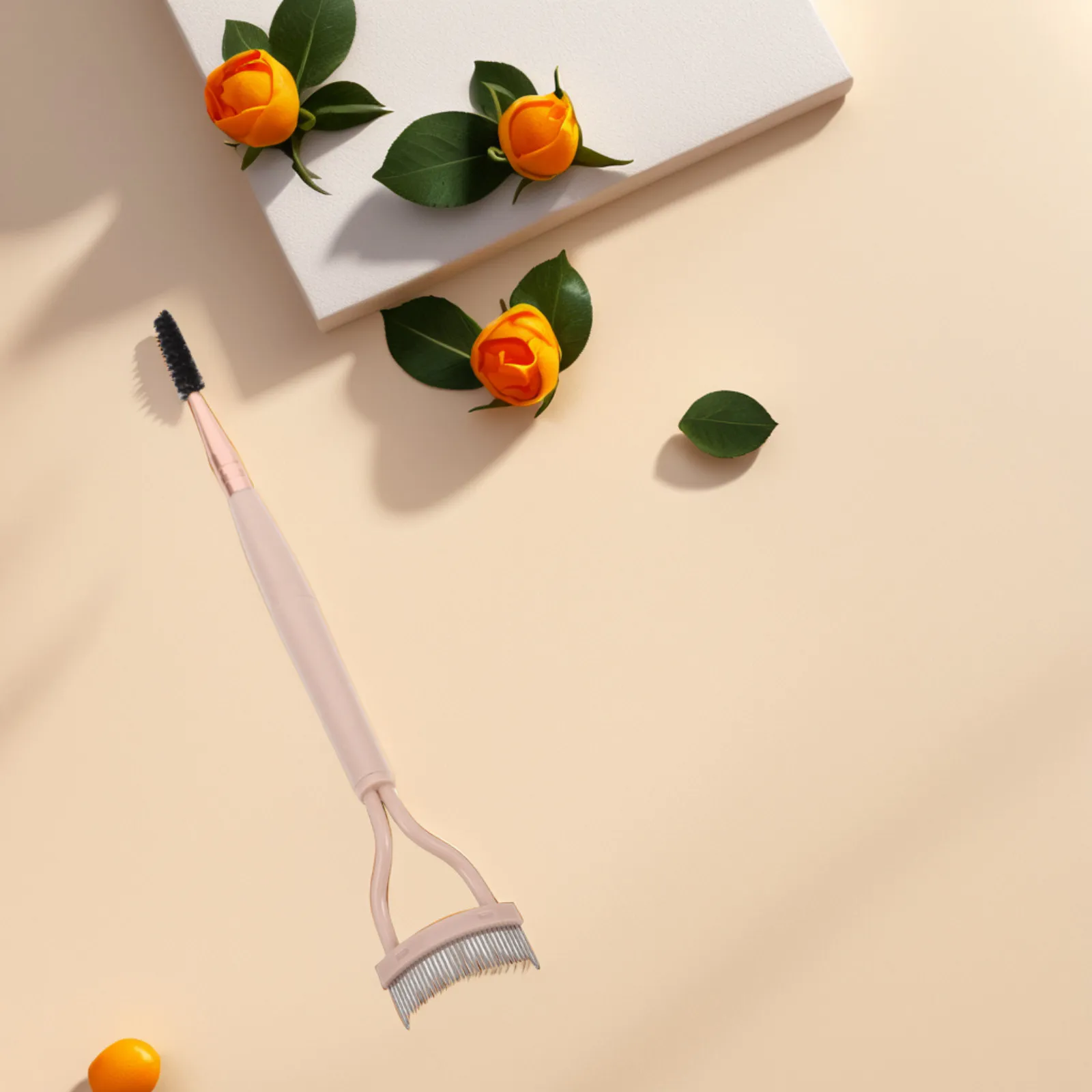 2-in-1 Eyebrow Eyelash Brush Separator Compact Beauty Essential Tool for Women Stainless Steel Needles Comfortable Grip