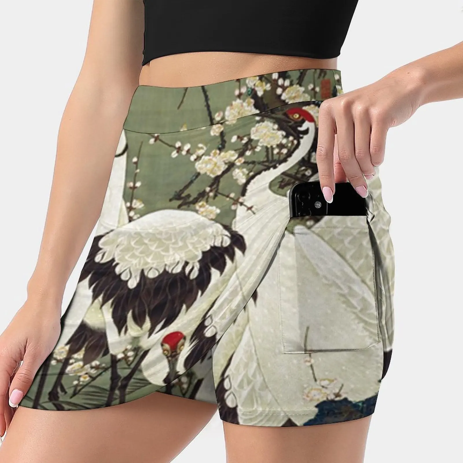 

Favourite Artist-Plum Blossoms And Cranes-Ito Jakuchu Korean Fashion Skirt Summer Skirts For Women Light Proof Trouser Skirt