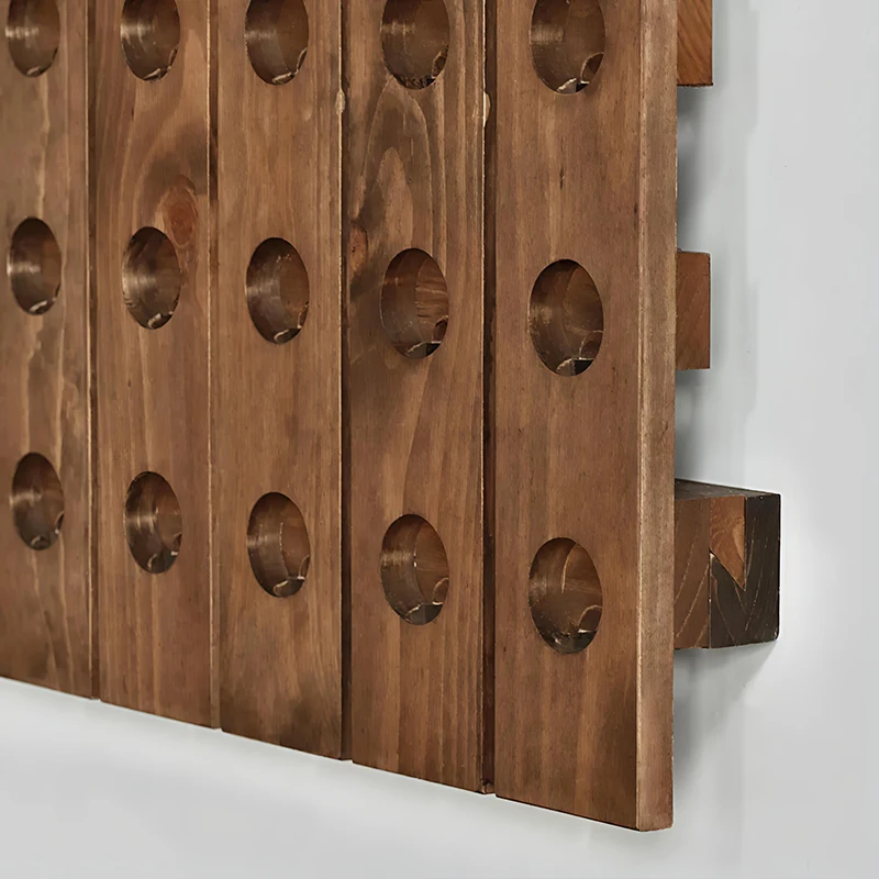 Solid Wood Wall Mounted Wine Racks Creative Retro Storage Hanging Wine Bottle Holders Luxury Rack Restaurant Shelf Display