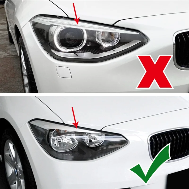 

Car Headlight Eyebrow Eyelids Stickers Head Light Lamp Eyelid Trim Cover For BMW 1 Series F20 F21 11-14 - Black-ABQF