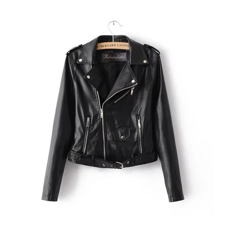 Special Offer Women's 2025 New Korean Style Motorcycle Jacket Slim Fit Leather Coat Short Length Ladies Outerwear