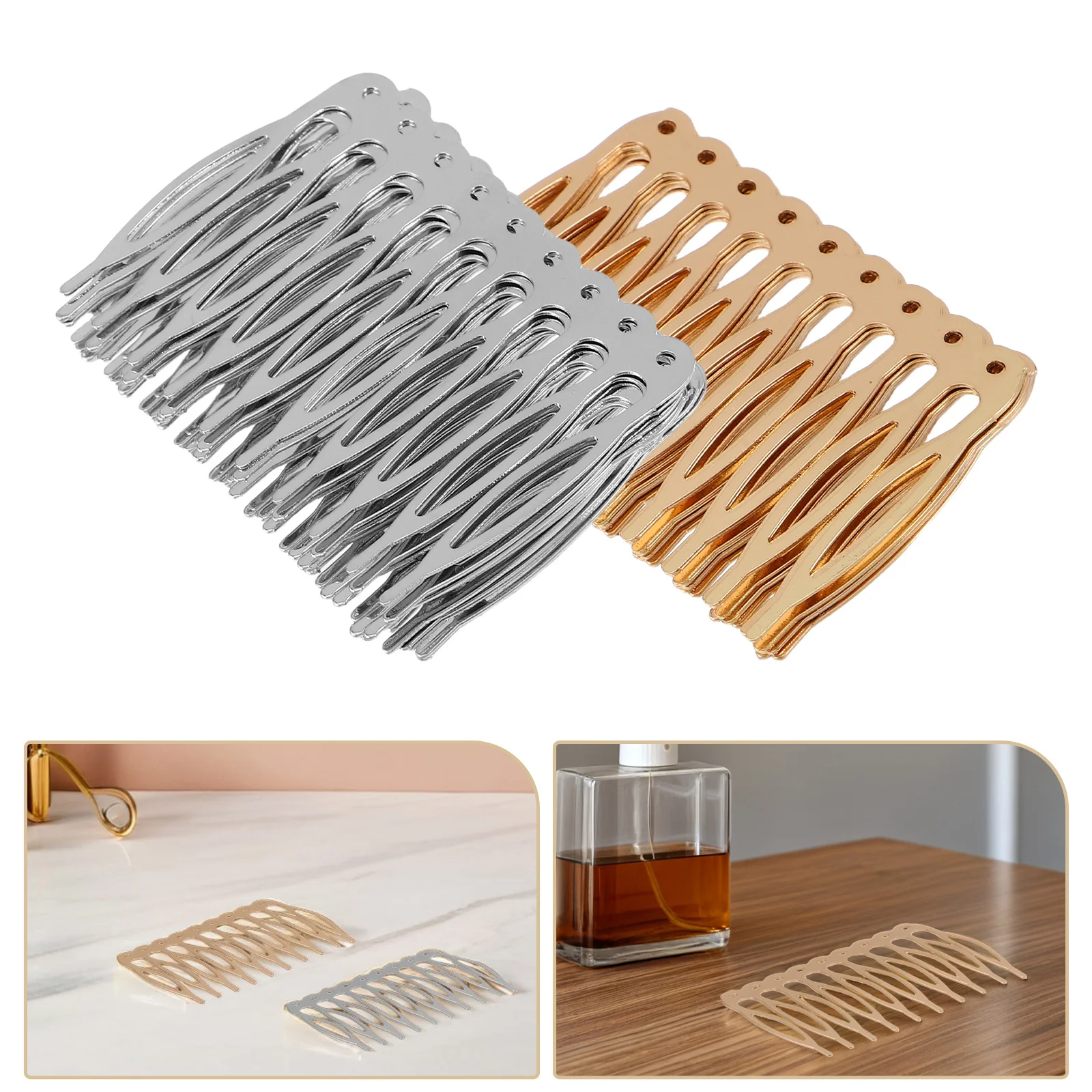 

20Pcs DIY Hair Accessory Kit Metal Hair Side Combs Pins Fork Clip Teeth Stick Bridal Wedding Veil Combs Materials for Women