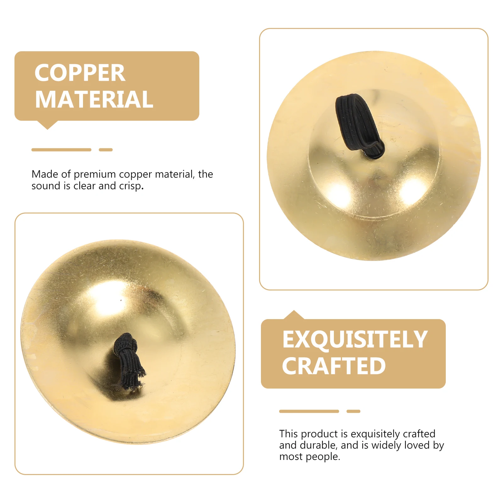 

2 Pairs Finger Cymbals for Kids Copper Percussion Music Instrument Nylon Musical Miss