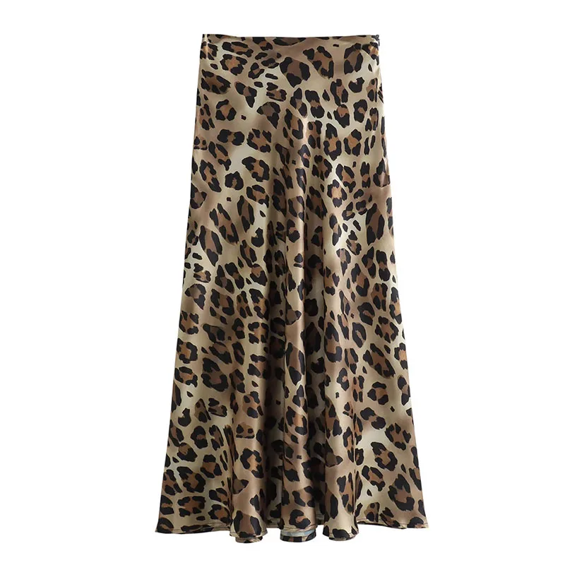 SIYANG 2024 Women Fashion Leopard Print Skirt Vintage High Waist Midi Skirts Elegant Women Summer Casual Streetwear Skirt