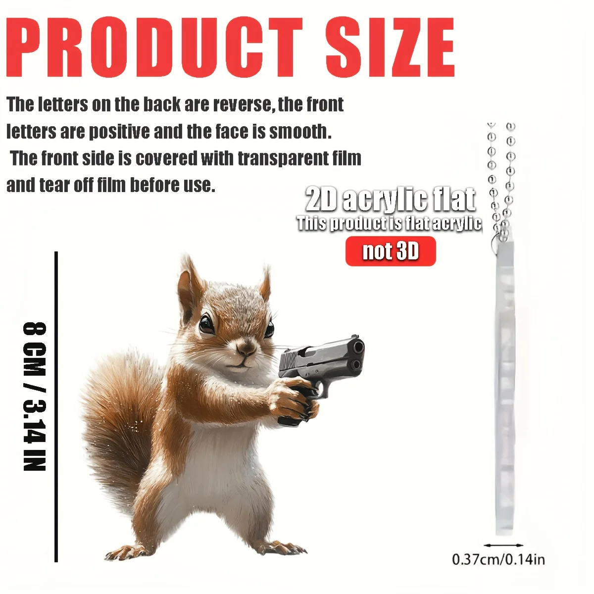 سنجاب مضحك ثنائي الأبعاد مع قلادة تستخدم لتزيين السيارة المعلقة ديكور ممتع ديكور المنزل ملحقات حقيبة الظهر سلاسل المفاتيح #2