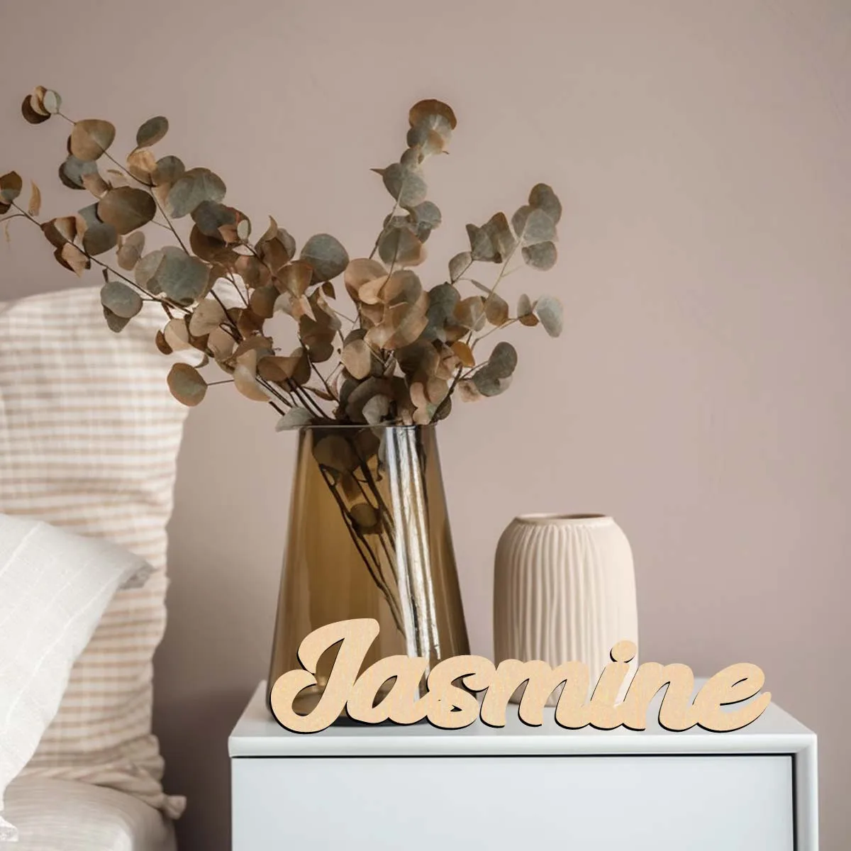 

1 pc new jasmine example Wooden Sign Laser-Cut Sign Customized Name Wall Mounted Decorative Plaque for Bedroom