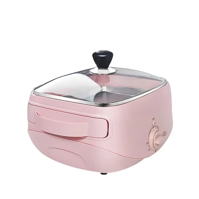 

Family-friendly pink square multi-function cooking electric steamer