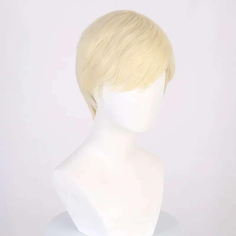 Wig Cosplay Barbie Ken, Wig pirang pendek untuk kostum Halloween Ken