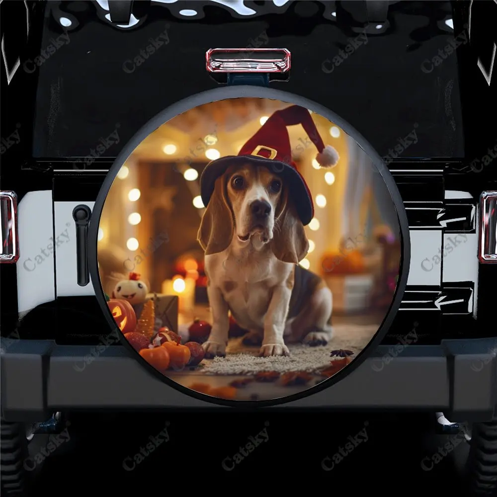

Christmas Night Dog Universal Car Spare Tire Cover Auto Accessories Wheel Cover Protect for Trailer SUV Truck Camper14-17inch