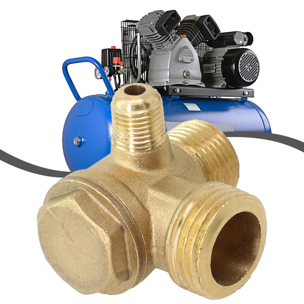 3-Port Brass Air Compressor Check Valve Central Pneumatic Male Thread G1/2 G3/8 Workshop Equipment Tool Accessory