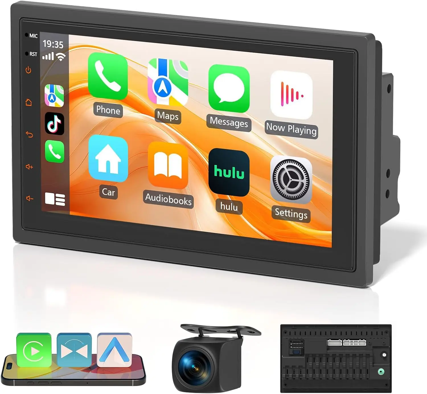 

7' Wireless Car Stereo with Bluetooth, CarPlay, Android Auto, Backup Camera, GPS, Voice Control, MirrorLink, FM (2GB+64GB)