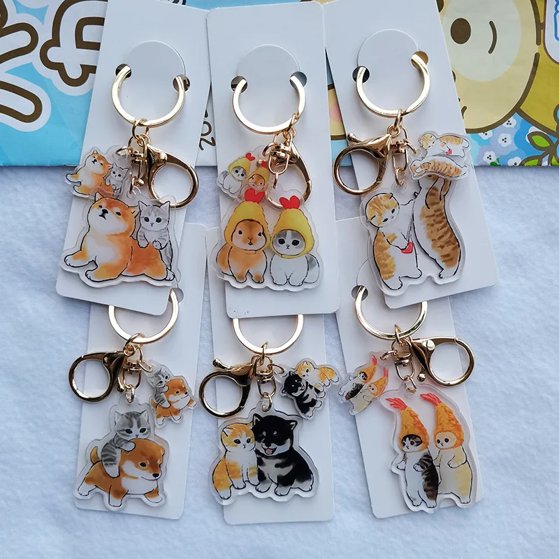 Cute Keychain Gifts Bag Acrylic Key Chains Carton Dog Cat Charm Jewelry Gifts for Cat Dog Animal Lovers