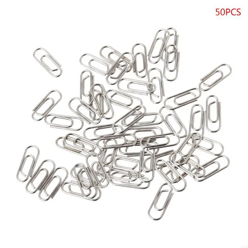 

Y5LB 50Pcs Small Mini Metal Paper Clips Bookmarks Photos Letter Binder Clip School Su