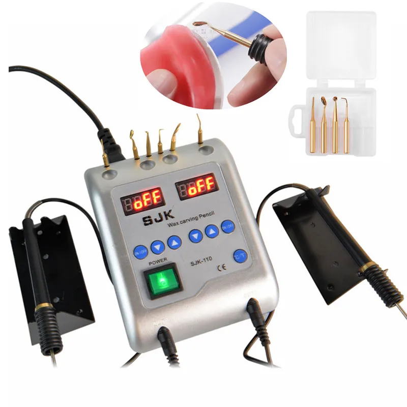 Double Pen Electric Waxer with 6 Wax Tips Dental Laboratory Carving Knife Ergonomic Design for Precision Dental Surgery