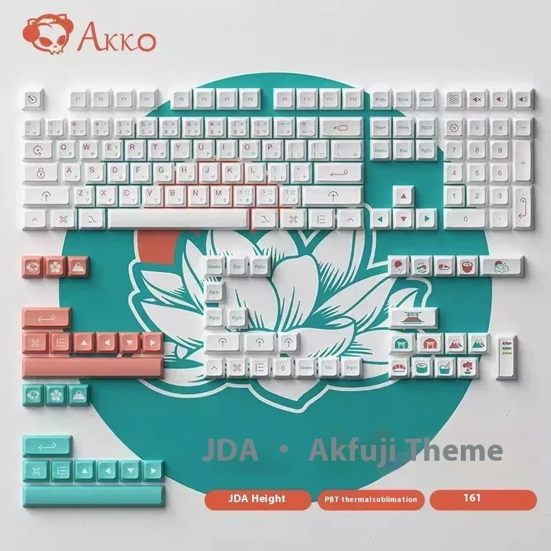 AKKO JDA Altura Keycap, 161-Key teclado mecânico, sublimação PBT, Cross Satellite Axis, conjunto completo