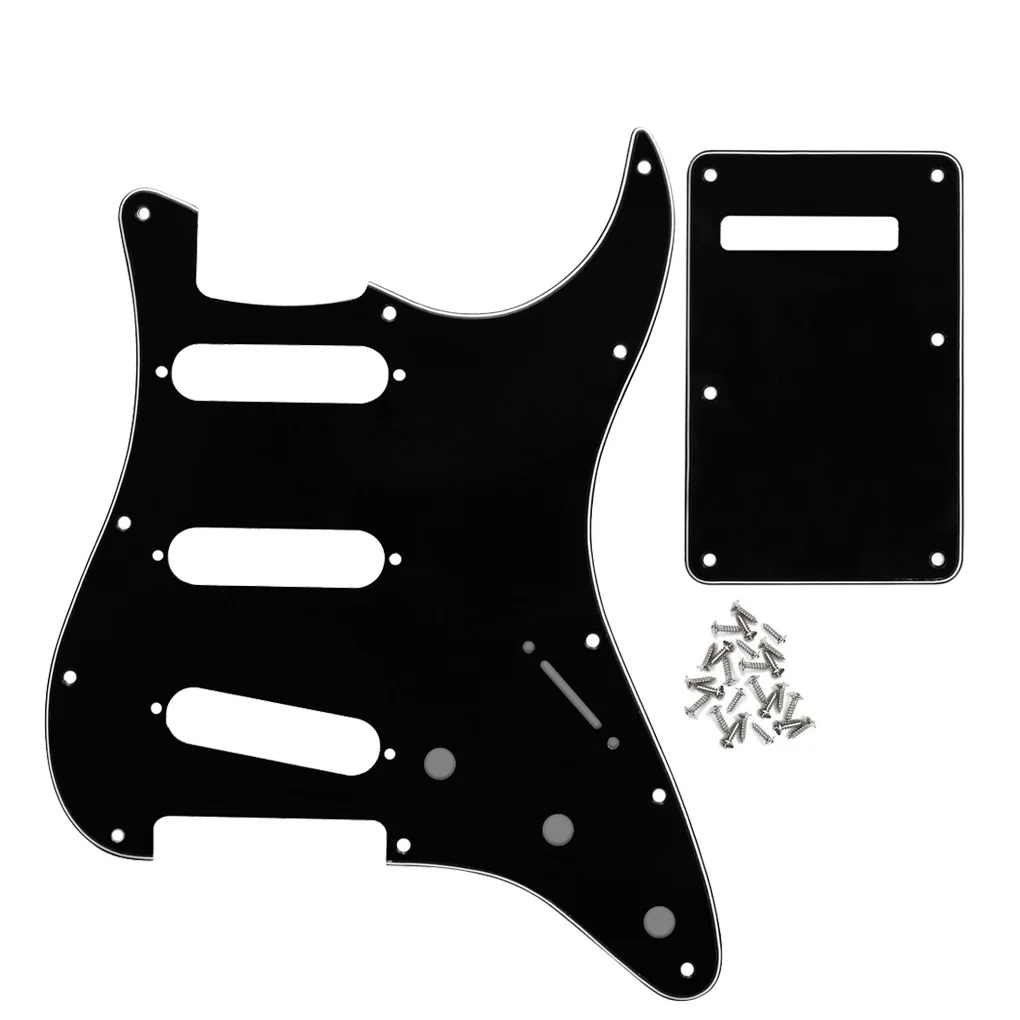 FLEOR ST SSS Electric Guitar Pickguard 11 Hole Scratch Plate & Back Plate & Screws, 13 Colors Choose