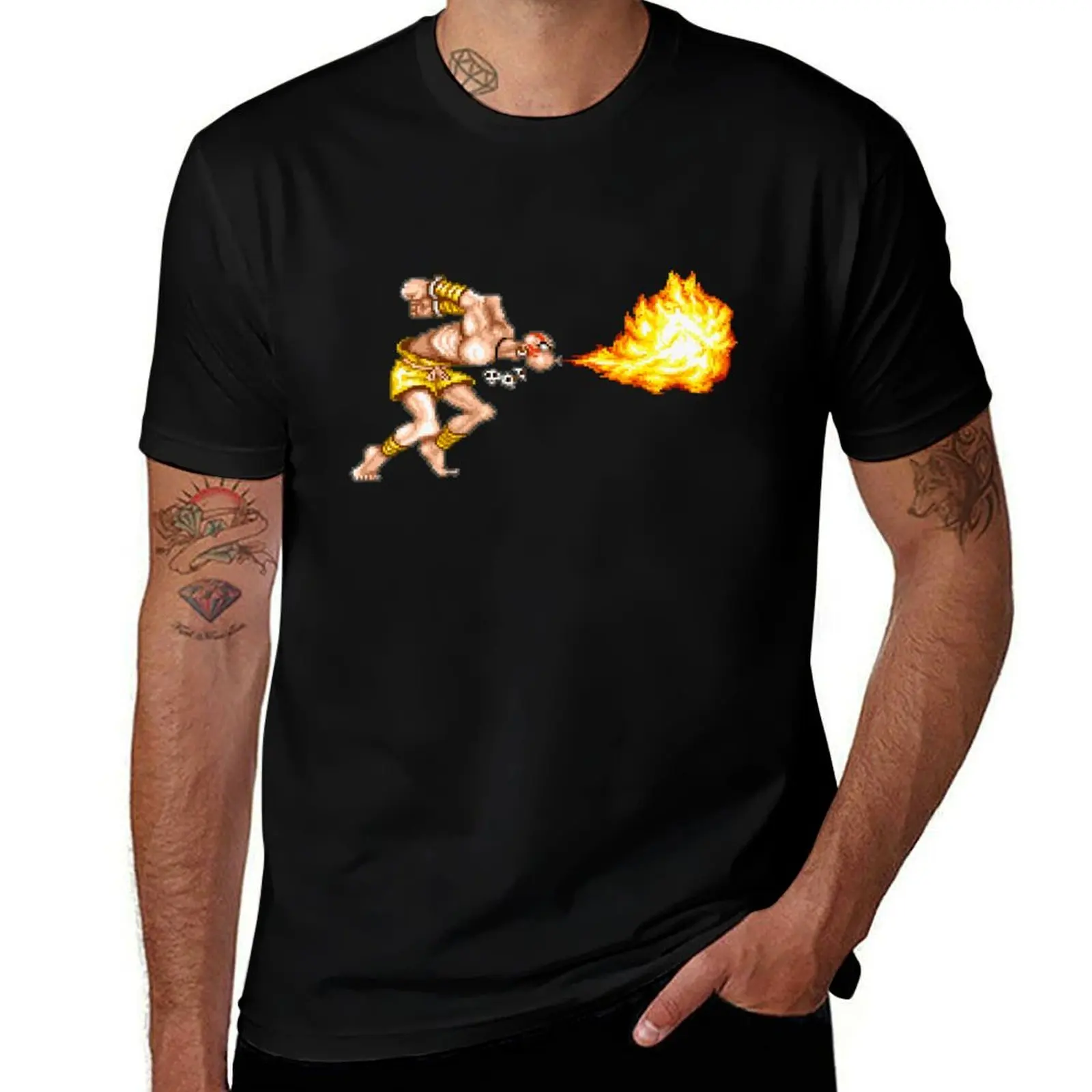 

DHALSIM ATTACKS T-Shirt sports fans anime figures oversizeds mens t shirts top quality