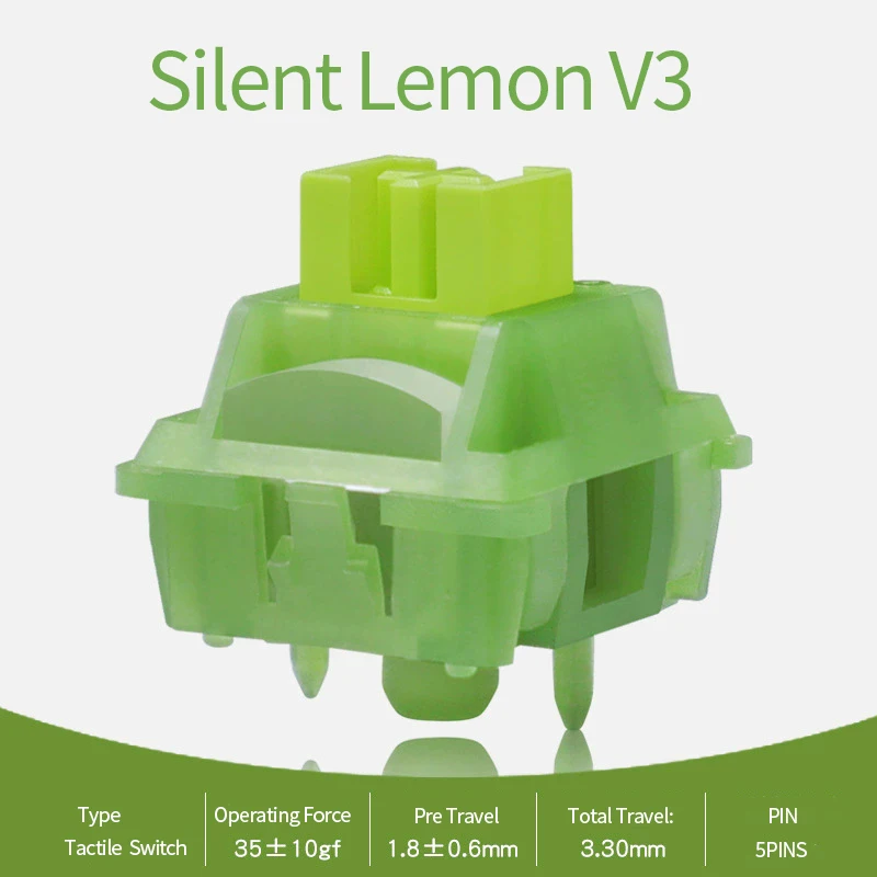 GGBEE Outemu Silent Peach V3-Schalter, geschmiert, Silent Lemon V3-Schalter, mechanische Tastatur, linear, taktiler 5-poliger Absatz, Achse, Hot-Swap 3