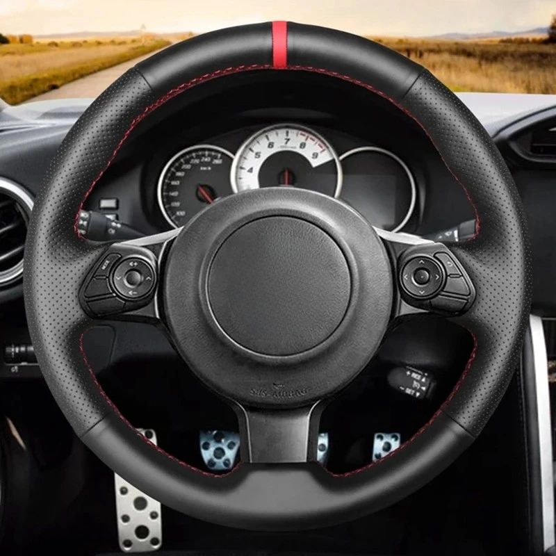 Car Steering Wheel Cover Hand-Stitched Soft Black Artificial Leather For Toyota 86 2016 2017 2018 2019 Subaru BRZ 2016 2017