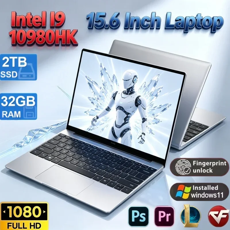 15.6 Inch Home Use Laptop Intel Core I9‑10980HK 32GB RAM 2TB SSD Windows 11 Notebook For Daily Video Play Web Browsing