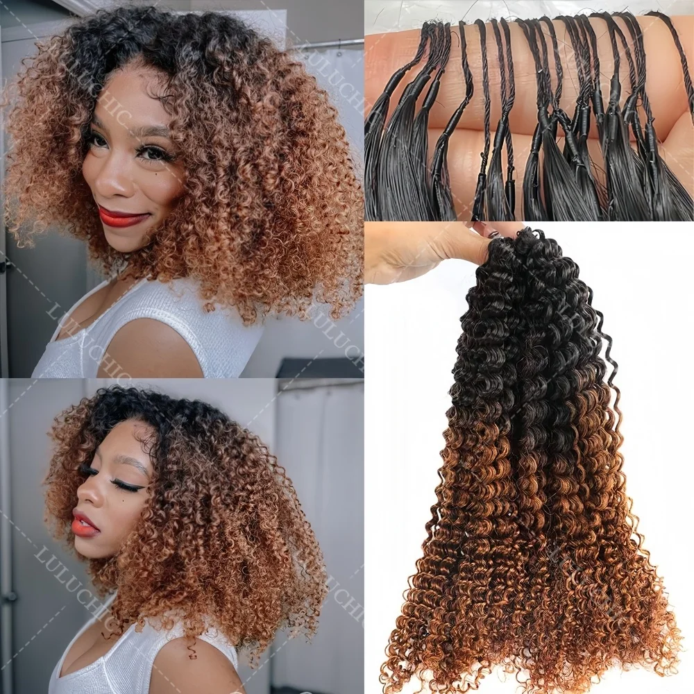 Afro Kinky Curly Knotless PreSeparated Crochet Hair Extensions Kinky Curly Feather Hair Small Spirals Curly 100% Bulk Human Hair