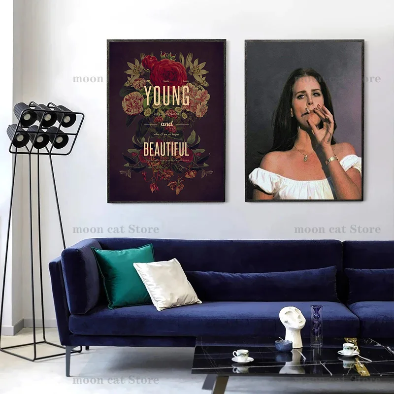 Lana Del Rey Poster A&W Cherry Classic Music Cover Canvas Painting Singer Wall Art Pictures Bar Cafe Home Decor Fans Gift